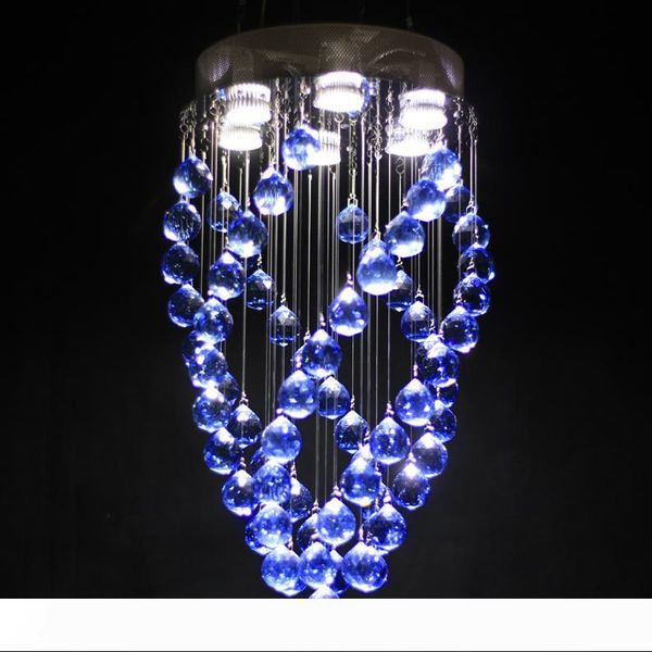 

crystal chandelier blue crystal rotating crystal big ball diameter12.6 in height 23.6in 6 the light bulb