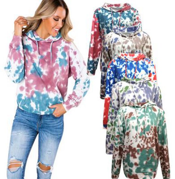 

tie dye pullover rainbow cloud multi color hoodie sweatshirt pocket long sleeve sweatshirt 5 colors ljjk2435, White