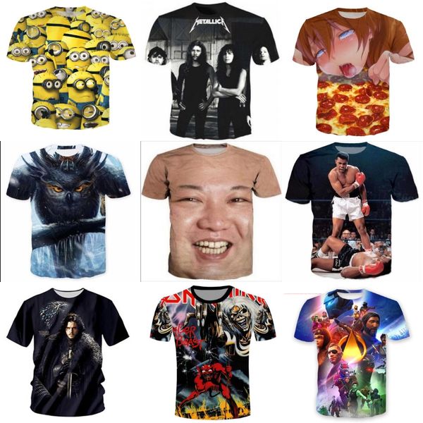 

fasion tees men's 3d ak 47 printed t sirt sort sleeve polyester o-neck t-sirt punk men t sirt s-6xl#690, White;black