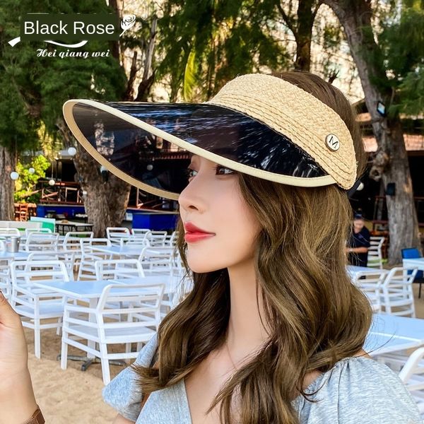 

no big eaves travel beach uv-proof delicate sun hat uned large eaves straight sun hat straight, Blue;gray