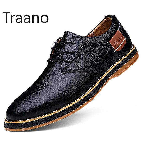 

plus size 38-48 men oxfords 2020 genuine leather dress shoes brogue lace up mens casual shoes luxury moccasins loafers men, Black