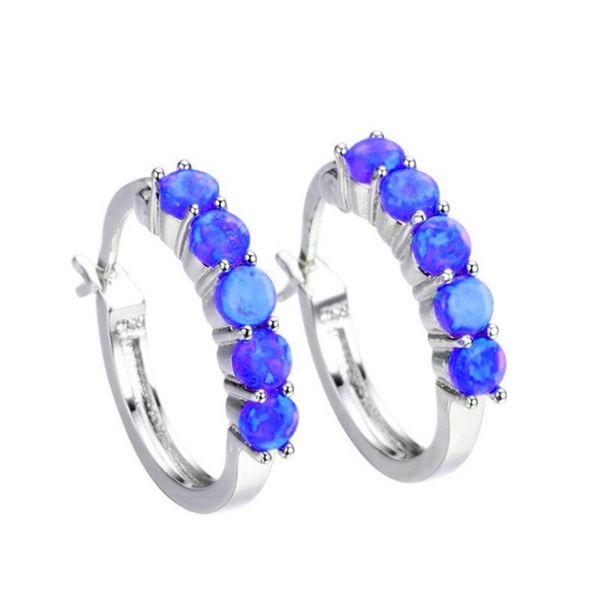 

10 pairs trendy silver plated geometric shape many colors opalite opal stud earrings for women simple style jewelry, Golden;silver