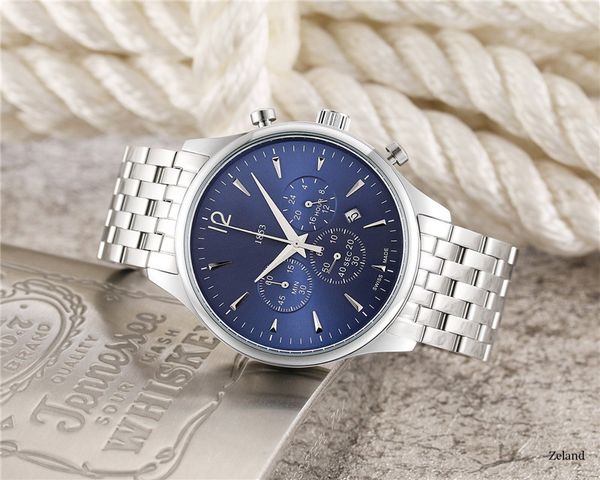 2024 novos seis pontos de luxo relógios masculinos todos dial trabalho relógio quartzo designer ts 1853 marca pulseira aço acessórios moda