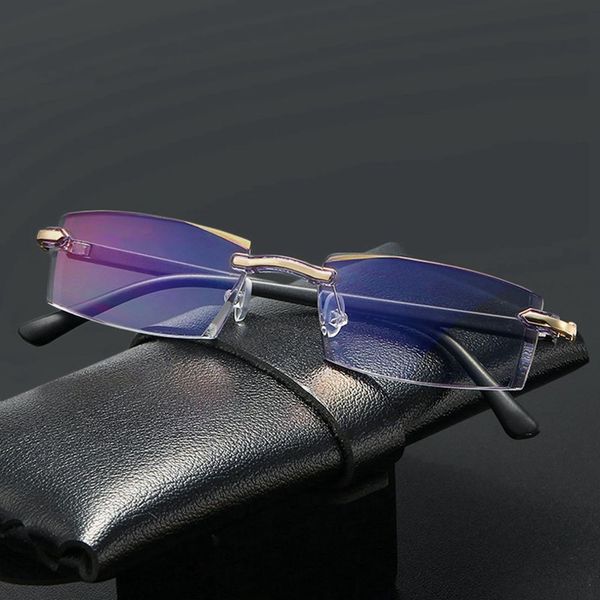 

men women rimless diamond trimming presbyopia presbyopic reading glasses