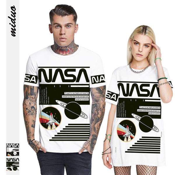 

new product nasa planet 3d digital printing women's casual short-sleeved t-shirt fashion trendy brand couple top, White