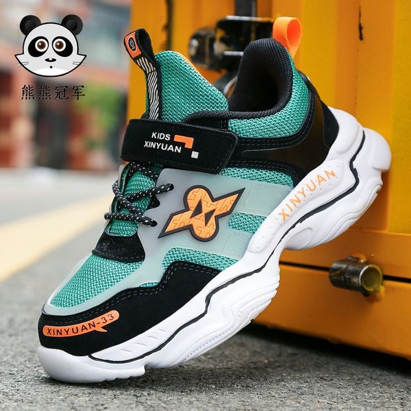 

nhmar bear champion boys' fall 2020 new mesh breathable medium and large children's boys' fashion sports sports shoes childre, Black