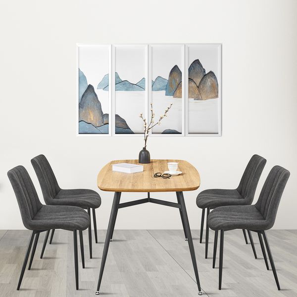 

dining chair sets linen fabric cushion and metal chair legs