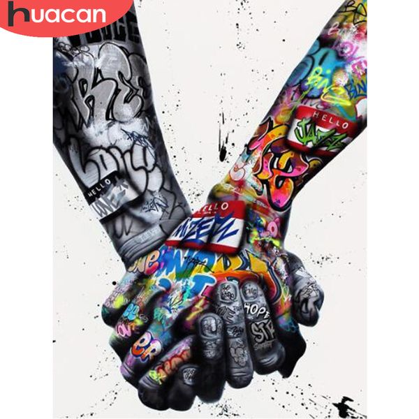 

huacan 5d diy diamond painting fist fiststrive full square diamond embroidery portrait wall art sale home decor