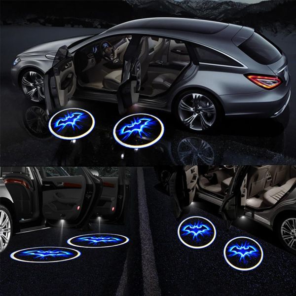 

2pcs projector car accessory wireless led bat logo door light abs universal fit black car interior light accessories ornaments