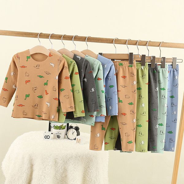 

2020 autumn boys underwear set printed dinosaur leisure long johns wholesale, White