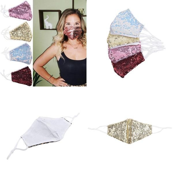 

new luxury bling bling sequins face mask summer breathable sunscreen dual layer cycling mask fashion masks fdwpm lyhpshop