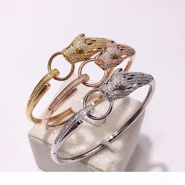 

leopard bangle wholesale leopard jewelry european and american style copper gold-plated style ring leopard bracelet diamond bracelet, Black