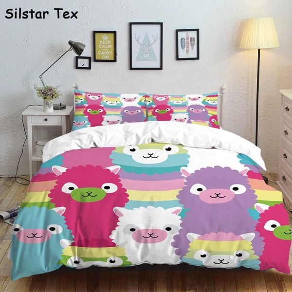 

silstar tex happy alpac 3 piece crib bedding set 3pcs comforter  king duvet covers suit pillowcase bedclothes textile child