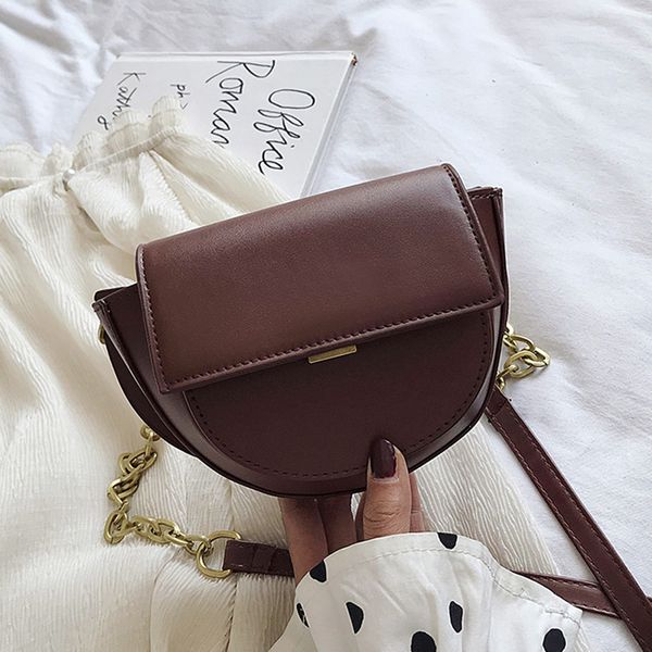

chain pu leather crossbody bags for women 2020 small solid color simple shoulder messenger bag female vintage handbags