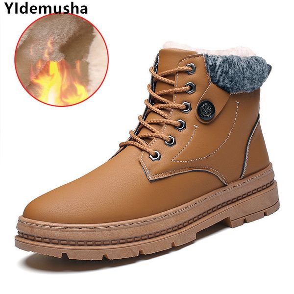 

men's boots fashion super warm winter shoes outdoor men motorcycle boots casual brand snow keep warm ankle, Black