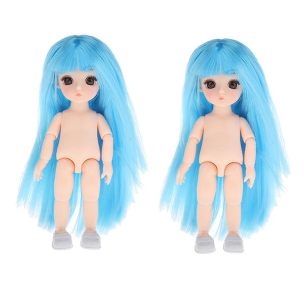 

2pcs lovely 16cm ball jointed girl doll nude body with shoes