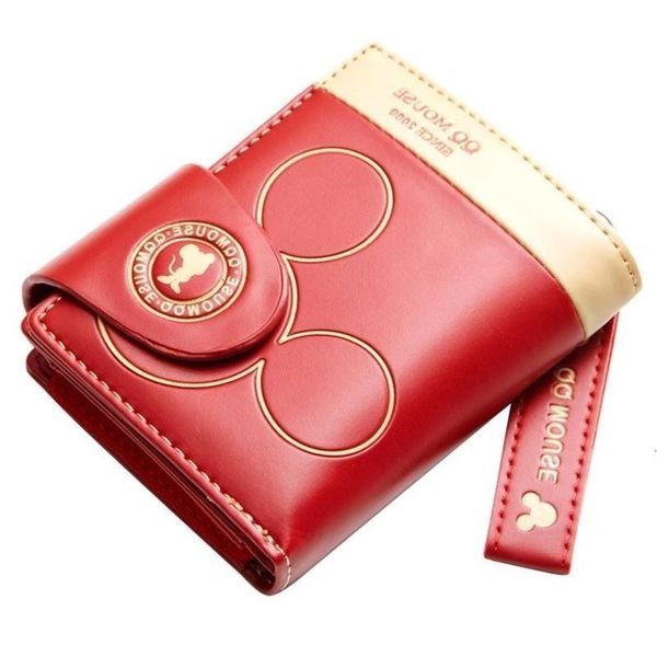 

2020 new womens wallet cute wallet portfel short wallet portfel damski card holder zipper small women cartera mujer, Red;black