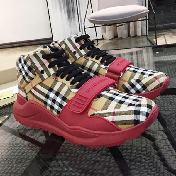 

vintage check cotton sneakers mens boots outdoor walking lightweight shoes high plus size casual sports men shoes drop ship, Black