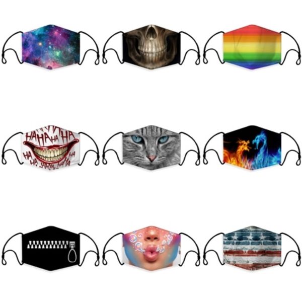 

masks 5 layers cartoon filter panda pattern face breather valve washable reusable pure cotton mask protection pm2.5#461