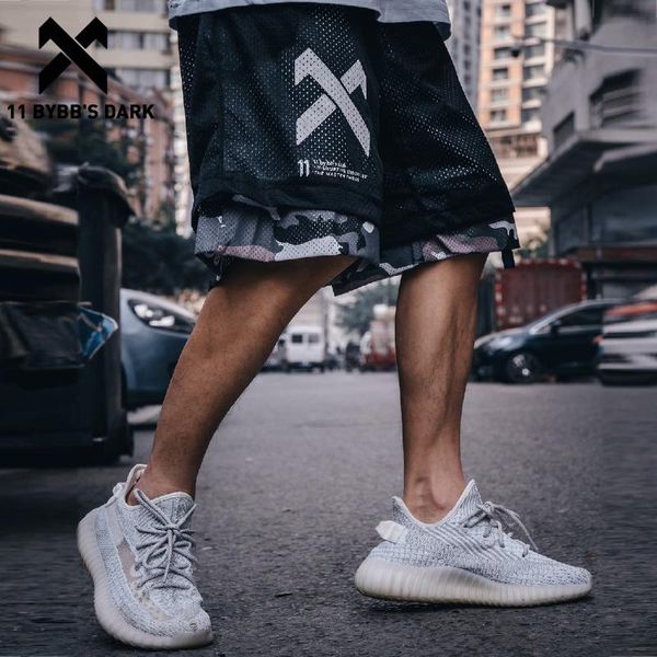 

11 bybb dark hip hop cargo shorts men 2020 summer reversible streetwear camouflage shorts mens knee length joggers sweatpants, White;black