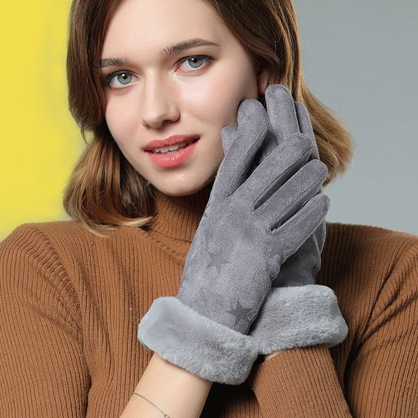 

warm women's winter n912 warm woolgloves wool suede gloves wool mouth outdoor riding touch screen fleece thickened