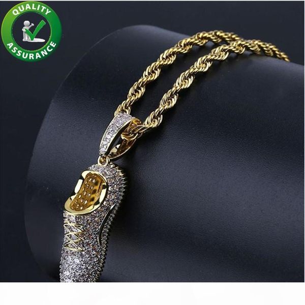 

hip hop bling chains jewelry men luxury designer necklace mens gold chain pendants iced out diamond cz shoes rapper fashion accessories, Silver