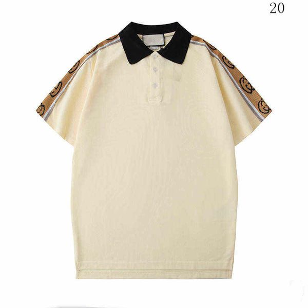 

mens designer polo shirts fashion tees breathable loose shorts sleeves print shoulder t shirts summer polos clothes, White;black