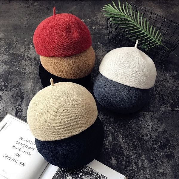 

ghmbu women's summer painter's beret korean style thin three-dimensional stereotype painter's pumpkin hat all-match breathabl, Blue;gray