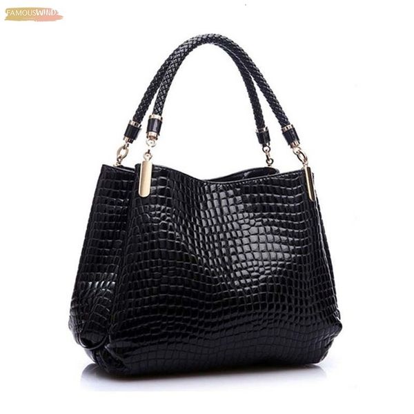 

fashion women crocodile pattern leather shoulder bag zipper female tote handbag