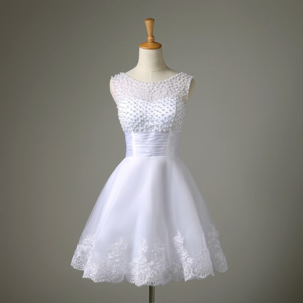

ivory short wedding dress the bride's lace bridal dress, White