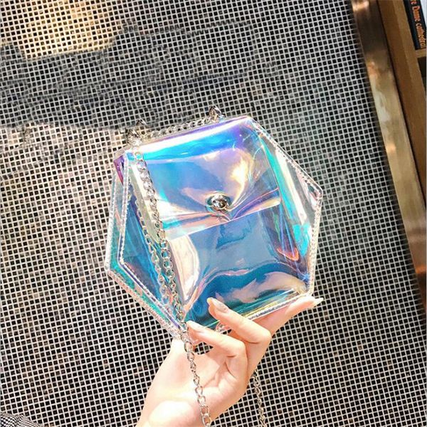 

2020 new wave korean version of the female radiation jelly bag transparent pvc chain messenger bag beach