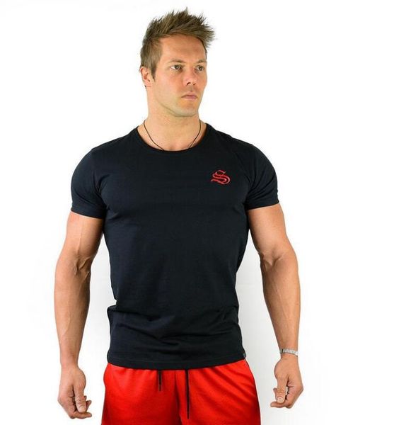 

новое лето печати t-shirt мужчины топы running shirt мужчины спортзал t-shirt короткие рукава беговые gym fitness спортивная, Black;blue