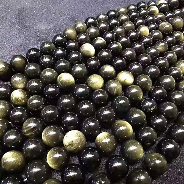 

natural obsidian semi-finished product diy bracelet material loose diy obsidian accessories bead accessories specification 6 -18mm, Silver