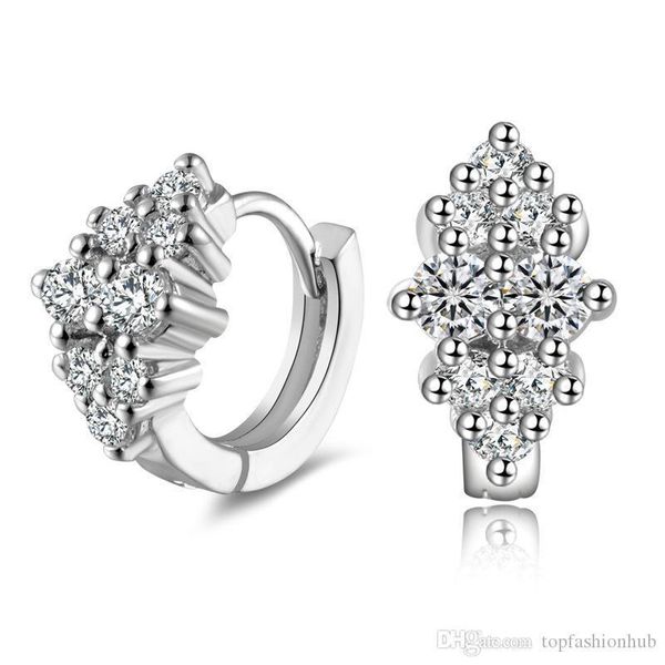 

bling bling happy diamond stud earrings 925 sterling silver platinum plated flower stud earring wedding jewelry gift