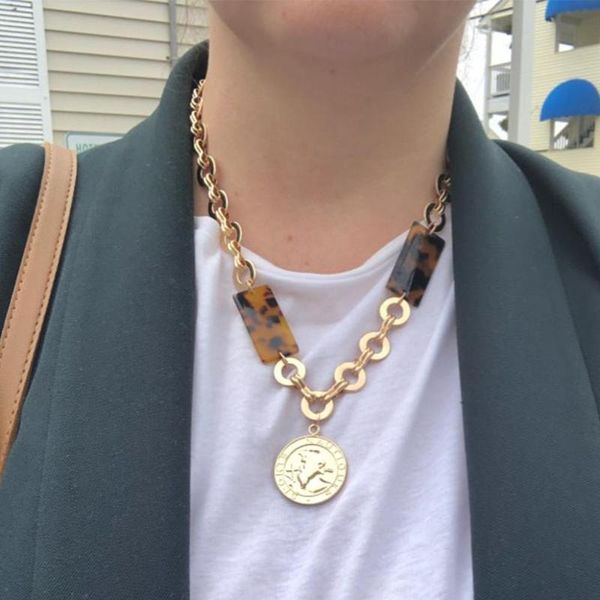 

acrylic long necklace for woemn fashion aolly coin pendant neckalce ethnic jewelry uken, Silver