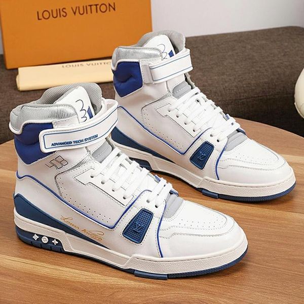 

breathable mens shoes sneakers fashion boots luxury with box bottes hommes trainer sneaker mid -mens shoes fashion boots drop shipping, Black