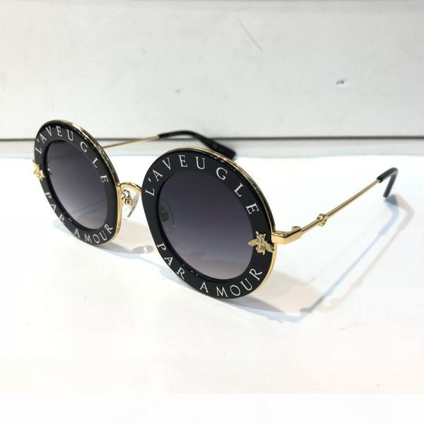 

luxury 0113s sunglasses for women fashion 0113 designer round summer style black gold frame uv protection lens come with case, White;black