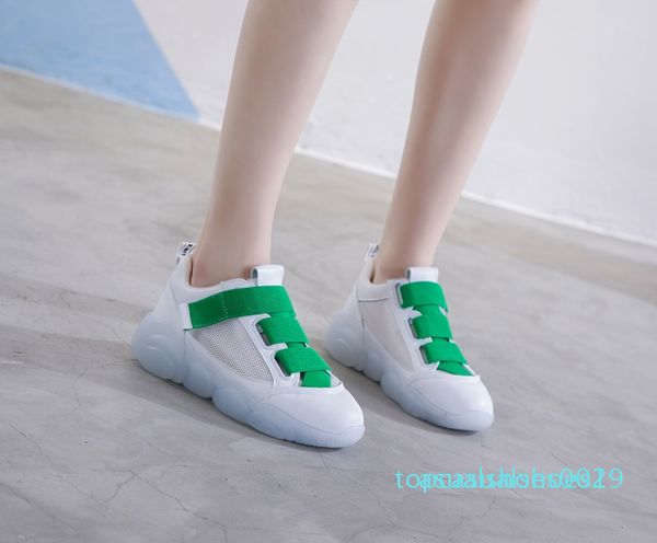 

1asumer plus size 35-42 genuine leather sneakers women casual shoes flats female transparent bottom ladies platform flat shoes t19, Black