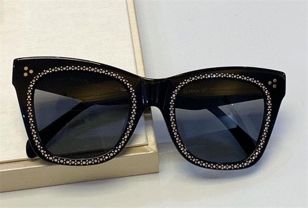 

new fashion sunglasses 4s004 charming big cat eye frame with crystal small diamond popular style uv400 protective glasses, White;black