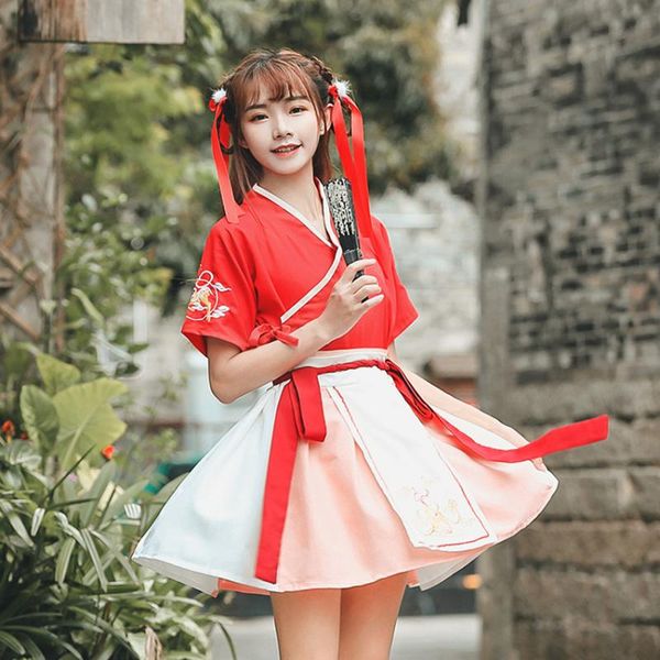 

summer hanfu 2020 news dance costume festival outfits folk dress for wome vintage party stage dancer chinese style vestidos, Black;red