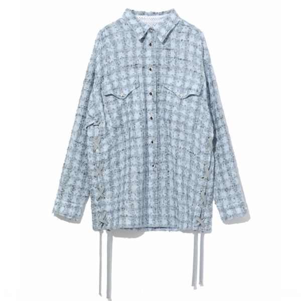 

cai xukun же клетчатые top coat твид боковой ремень рубашка пальто пара рубашка верх, Black