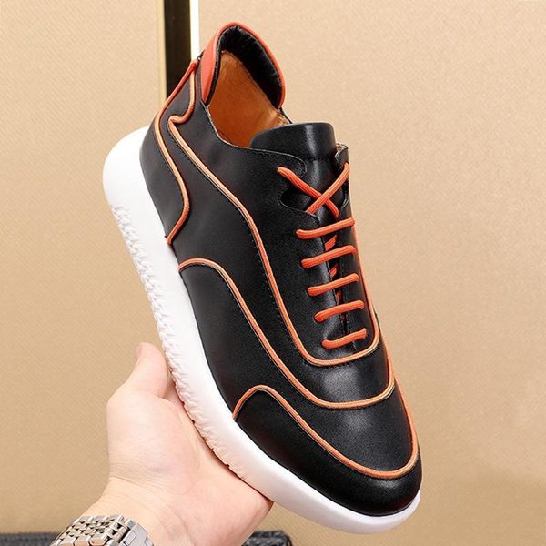 

volte sneaker mens shoes outdoor walking comfortable chunky sneakers leather lace -up casual men shoes zapatillas hombre, Black