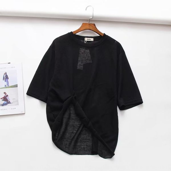 

crw6s 2019 summer new perspective knotted women's round neck pivot knot wome 2019 round neck perspective knot loose w loose blouse wome, White