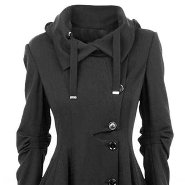 

women's irregular woolwool hem woolen women's irregular coat woolwool hem woolen coat, Black