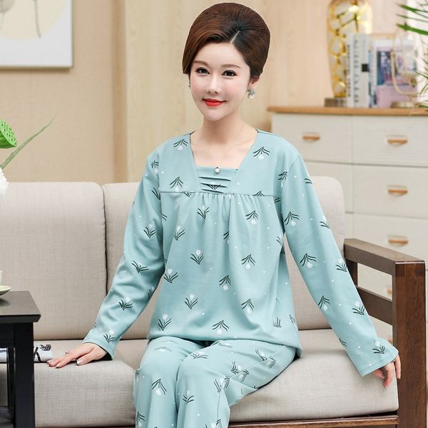 

mom trousers pajamas pajamas nv zhang xiu trousers autumn l middle aged claus pajama mother-in-law middle-aged young woman women suit, Blue;red