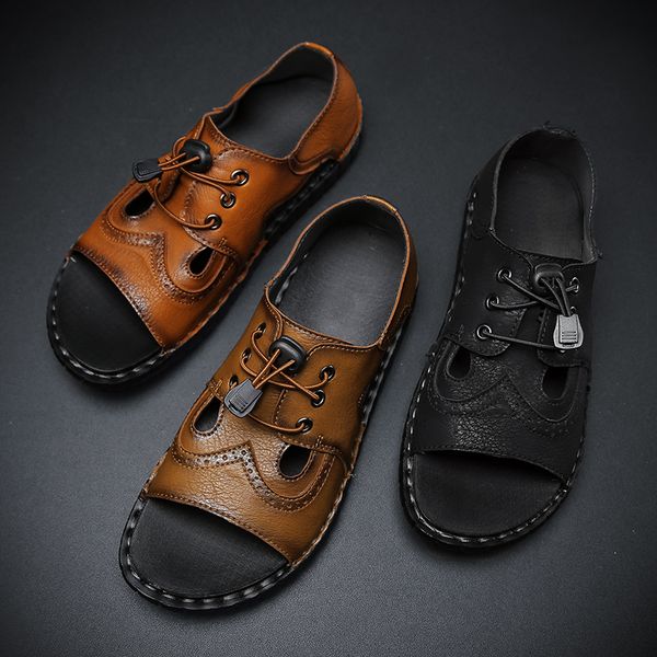 

de couro rubber sandal samool comfort breathable sandals roman sandale s walking 44 playa flat summer size luxury masculina 39, Black