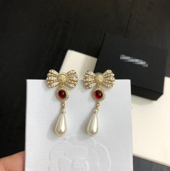 

sell women bow earring 2020 new with box sell fashion beautiful classic jewelry 062432, Golden