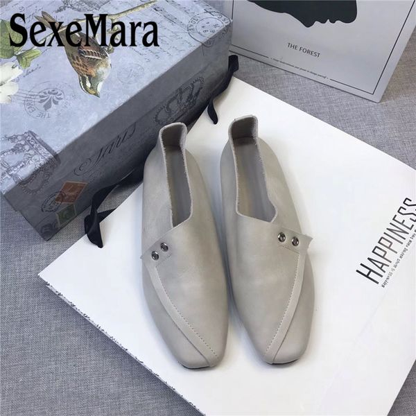 

sexemara pregnant shoes women genuine leather ladies flats square toe soft loafers shoes female driving flats 5 colors, Black