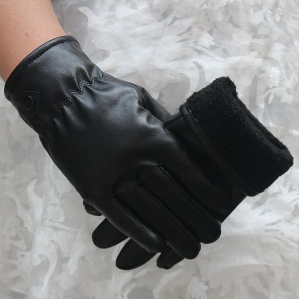 

pu warm motorcycle touch-screen gloves men's and suede winter warm touch-screen gloves women's motorcycle jianghu, Black