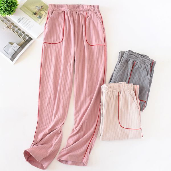 

home pants knitted women's cotton wool pants spring and autumn loose casual large size knitted cotton pure color lounge, Black;red